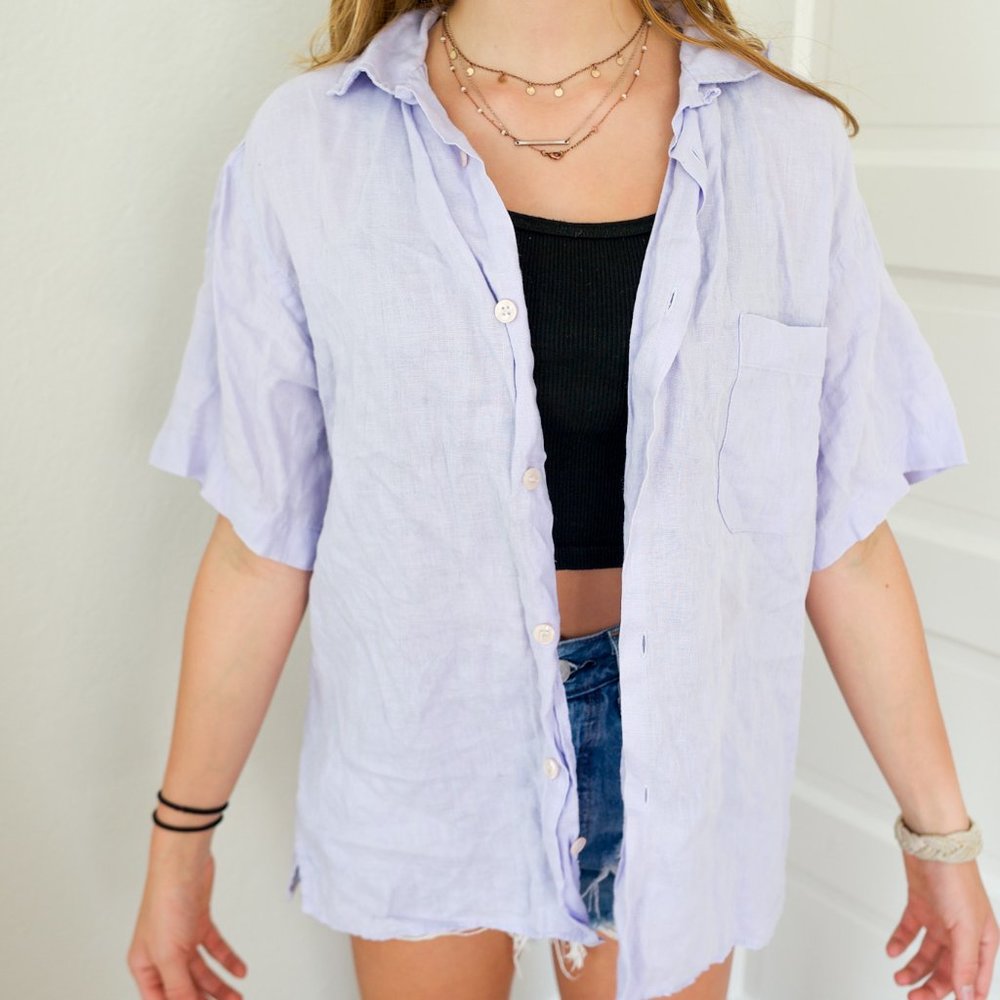 Light Purple T-Shirt Collar Top